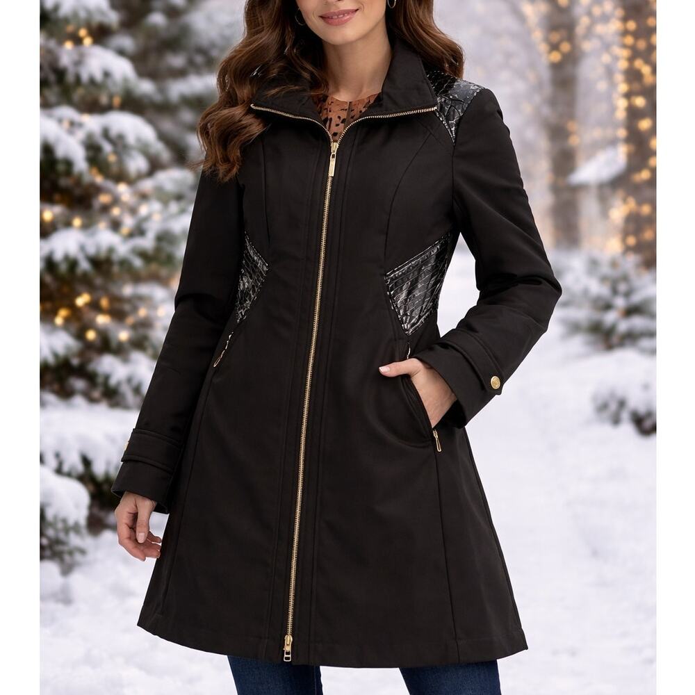 Via Spiga Black Coat with Gold Accents